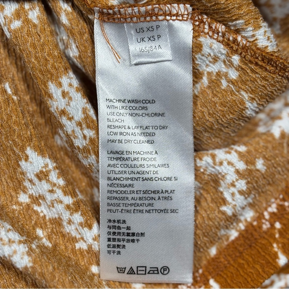 Anthropologie Amber Dolman Blouse Women X-Small Orange Floral Tie-Front Boho - Picture 5 of 12